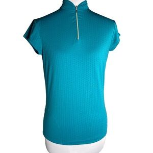 Lucy Tech Active Cap Sleeve Quarter Zip Shirt Size Medium